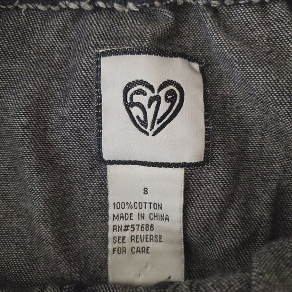 579 Small Strapless black Denim Jumpsuit Lightweight‎ Faux Buttons Jogger Pullon - Picture 3 of 11